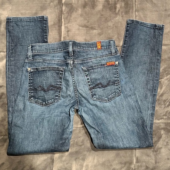 7 for All Mankind Roxanne straight leg jeans 27 98% cotton - Picture 1 of 8
